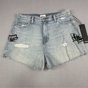 NWT Hudson Sade Cut Off Shorts 31 Distressed Butterfly Denim